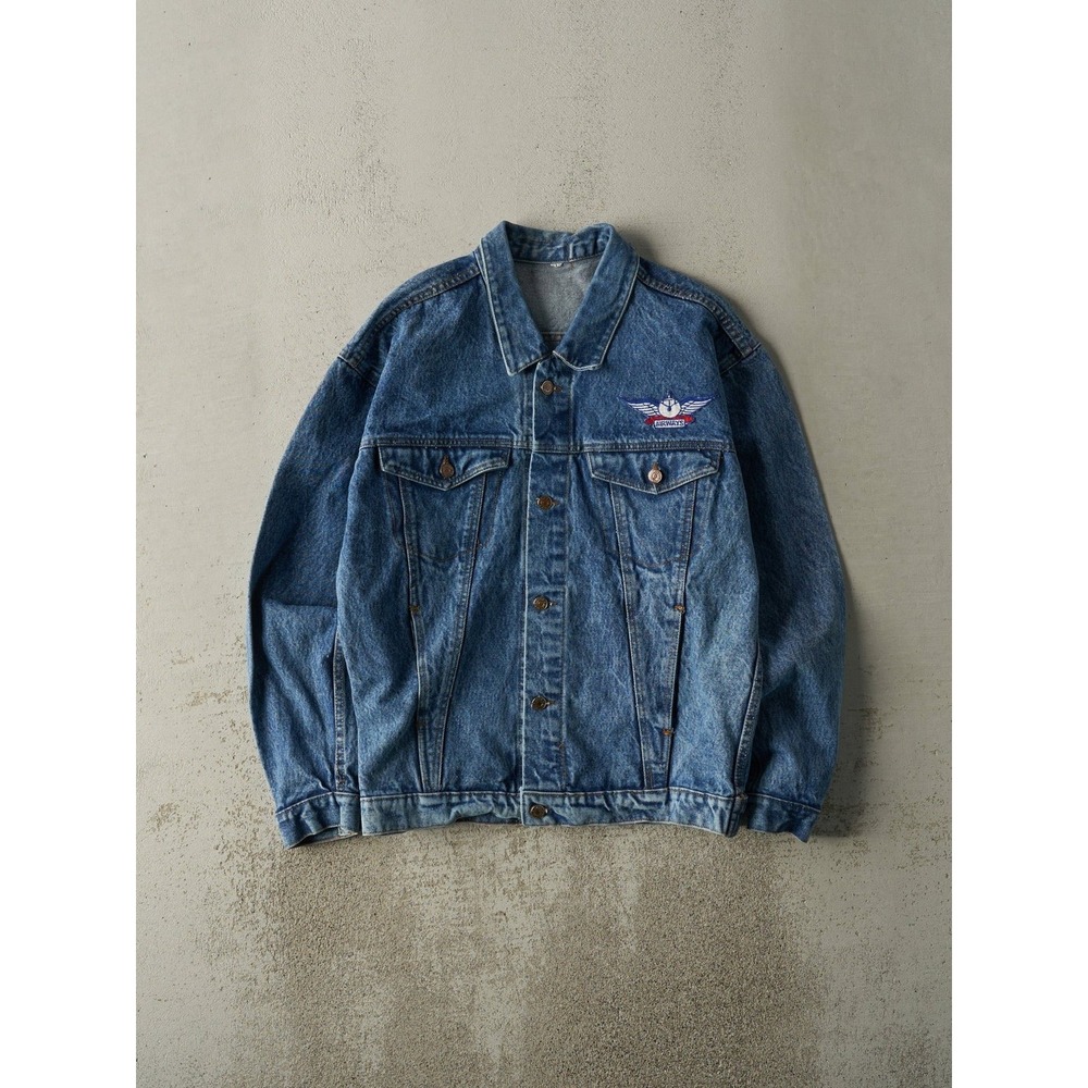 Rebalance‎ Air Cadet Airlinks Denim Trucker Jacket Blue Airways Patch Mens XL